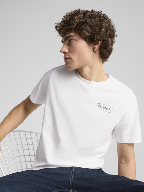 Футболка бавовняна довга чоловіча Puma Graphics 3 Circles Tee 68483402 L Біла (4067983350177) - зображення 1