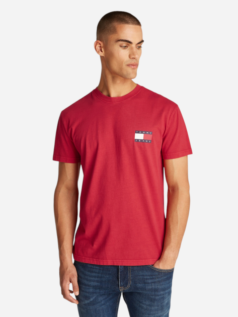 Футболка бавовняна чоловіча Tommy Jeans DM0DM20346-XME S Червона (8720638482758) - зображення 1
