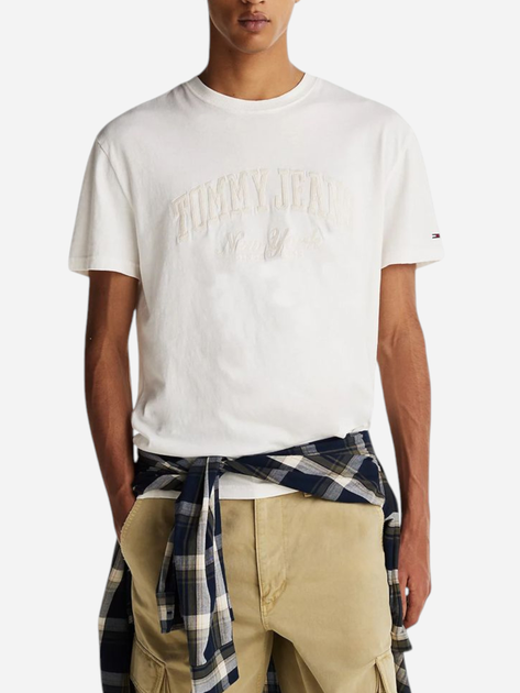Koszulka męska bawełniana Tommy Jeans DM0DM20356-YBL S Biała (8720638450276) - obraz 1
