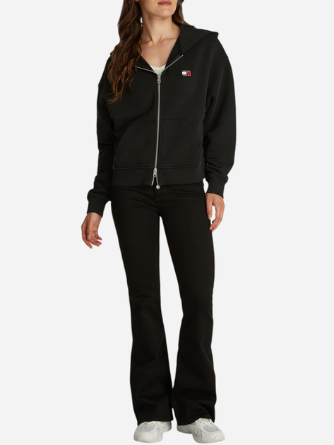 Толстовка на блискавці з капюшоном оверсайз жіноча Tommy Jeans DW0DW19412-BDS XS Чорна (8720638460107) - зображення 3
