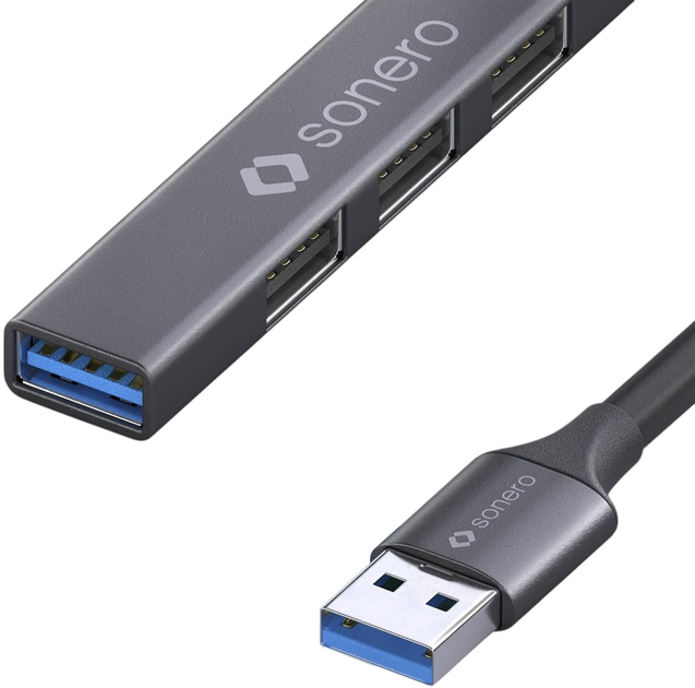 Hub USB PureLink Sonero USB Type-C - 1 x USB Type-A 3.2 / 3 x USB 2.0 0.15 m Space Grey (S-UH100-001) - obraz 2