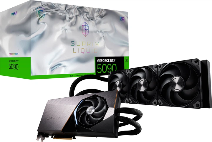 Видеокарта MSI Nvidia GeForce RTX 5090 SUPRIM LIQUID SOC 32G - Фото 9 Видеокарта MSI Nvidia GeForce RTX 5090 SUPRIM LIQUID SOC 32G - изображение 9