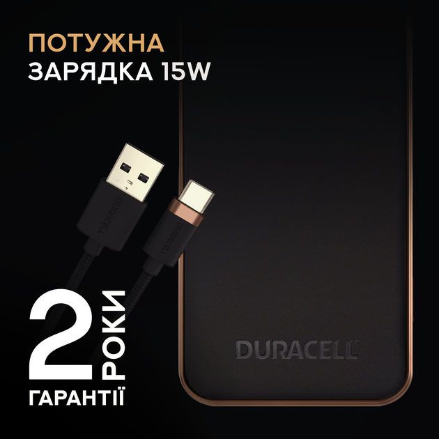 УМБ Duracell | CHARGE PLUS | 10000 mAh | 15W | Black (DRPB3009A) - зображення 2