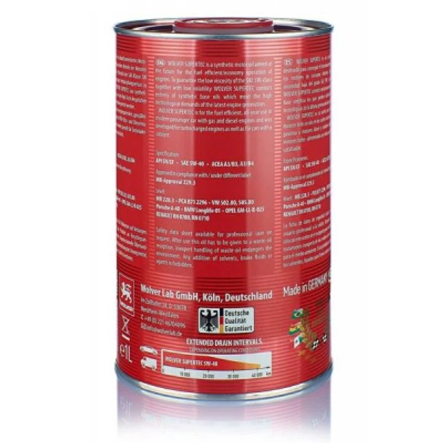 Олія синтетична 5W-40 1л WOLVER SUPERTEC - зображення 2