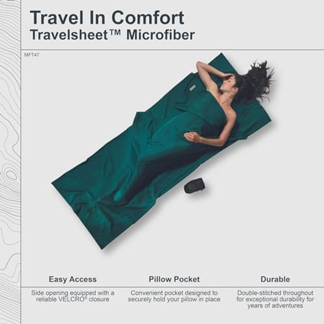 Спальний мішок Cocoon Travelsheet Microfiber 220 x 90 см Moss Green (0799696106256) - зображення 3
