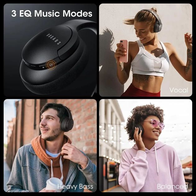 Bluetooth-навушники DOQAUS Life 4 Чорний - зображення 7