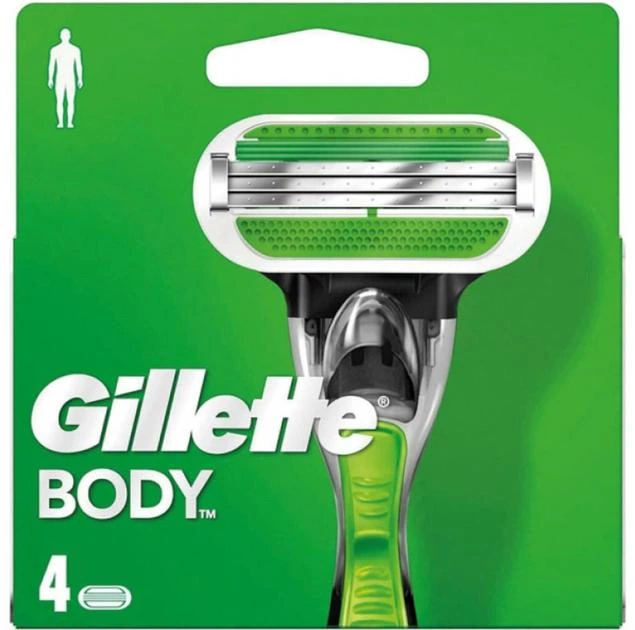Сменные картриджи для бритья тела (лезвия кассеты) мужские Gillette BODY кассеты 4 шт - Фото 2 Сменные картриджи для бритья тела (лезвия кассеты) мужские Gillette BODY кассеты 4 шт - изображение 2
