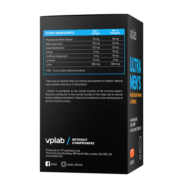 Multiwitaminy dla mężczyzn VPLab Ultra Men's Multivitamin Formula Softgels 90 kapsułek (5060730362217) - obraz 4