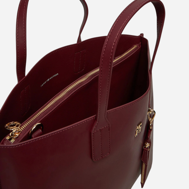 Torba shopper damska duża Tommy Hilfiger AW0AW17335-V18 Bordowa (8720638201298) - obraz 5