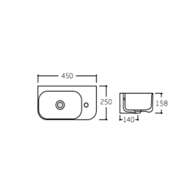 Умывальник Qtap Tern 450х250х158 White QT1711H02LW - изображение 2