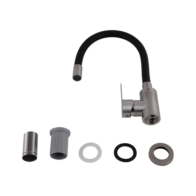 Смеситель для кухни Brinex Pure 015F3 с гибким изливом Nickel/Black BRIPUR015F3NKB - изображение 4