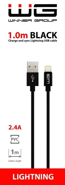 Kabel Winner Group, USB Type-A to Lightning 1m Black (8591194055102) - obraz 2