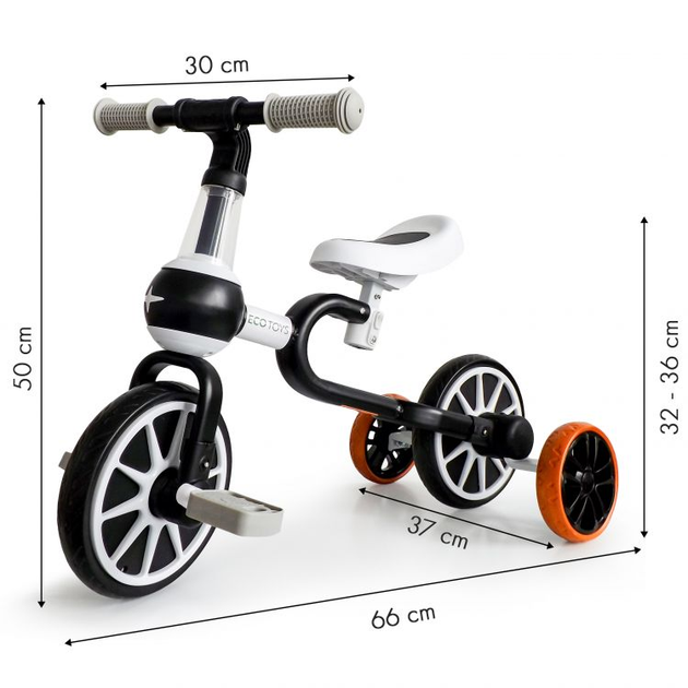 Біговел EcoToys педалі бічні колеса 4в1 LC-V1311 Black (5903089068259) - зображення 12