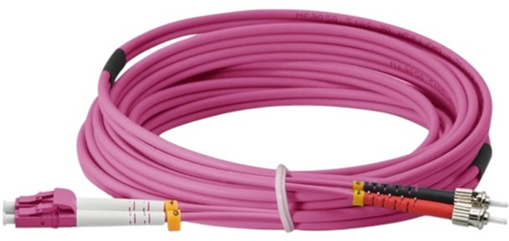 Patchcord światłowodowy Helos LC/ST Duplex 50/125µm OM4 10 m Violet (4005938264339) - obraz 3