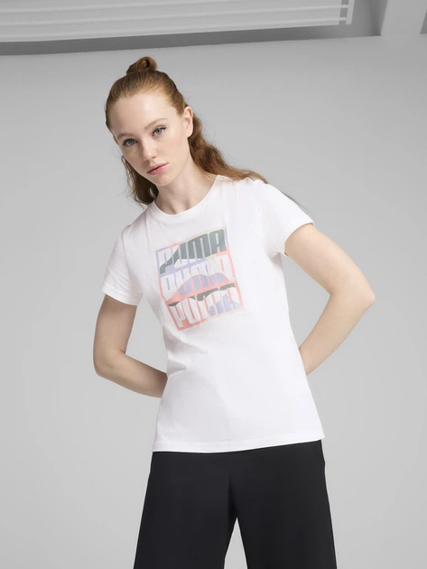 Футболка хлопковая женская Puma Graphics Mountain Tee 68508302 M White с принтом (4067984235350) - Фото 1 Футболка хлопковая женская Puma Graphics Mountain Tee 68508302 M White с принтом (4067984235350) - изображение 1