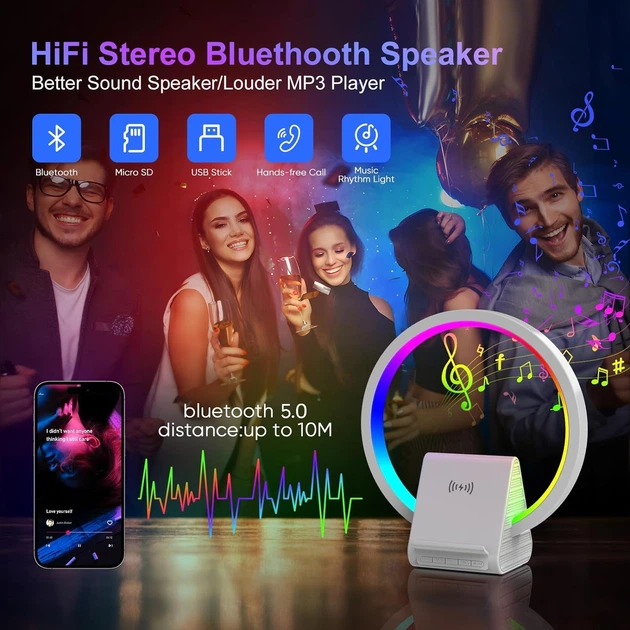 Беспроводное зарядное устройство AUYLE с лампой-ночником и Bluetooth-динамиком - изображение 3
