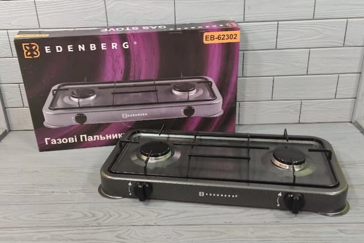 Плита газова настільна таганок Edenberg EB-62302 2 конфорки під газовий балон - изображение 7