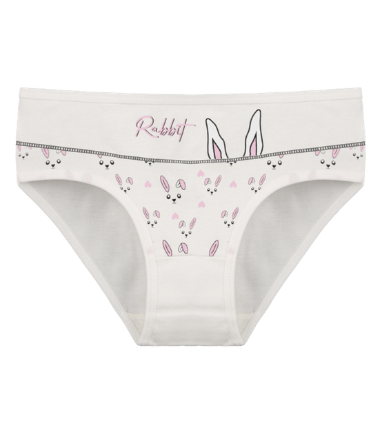Трусы слипы для девочки с принтом Rabbit - Donella - 4111Y27 - 98-104 см - Молочный - Фото 1 Трусы слипы для девочки с принтом Rabbit - Donella - 4111Y27 - 98-104 см - Молочный - изображение 1