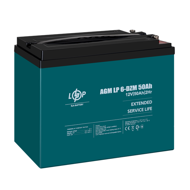 Тягова акумуляторна батарея AGM LogicPower LP 6-DZM-50 12V 50Ah - зображення 4