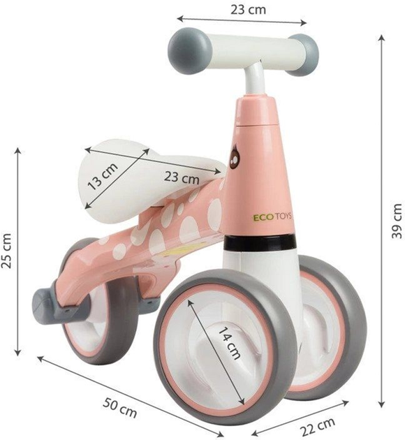 Rowerek biegowy EcoToys Flaming LB1603 Pink (5903089065265) - obraz 5