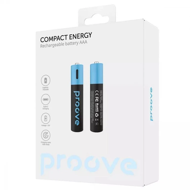 Аккумуляторные батарейки Proove Compact Energy AAA Type-C 1.5V 740mAh 2pcs - изображение 2