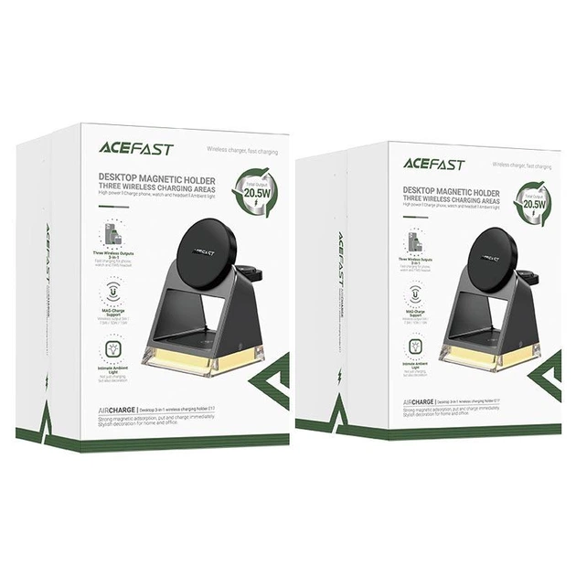 Зарядка беспроводная складная Qi 3in1 ACEFAST E17 |15W Watch/Airpods/Phone| Док станция Black - изображение 9