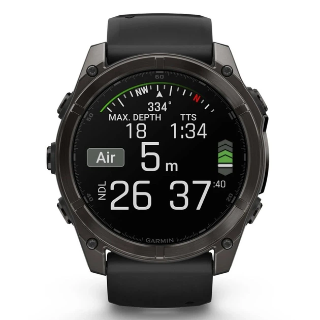 GPS смарт-годинник GARMIN fenix 8 51mm,AMOLED, Saph, CrbnGryTi/Blk, Blk/PebbleGryBnd - зображення 7