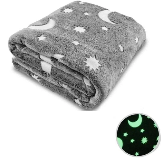 Светящийся теплый и нежный плед для детей и подростков 100x150 Magic Blanket Серый - изображение 3