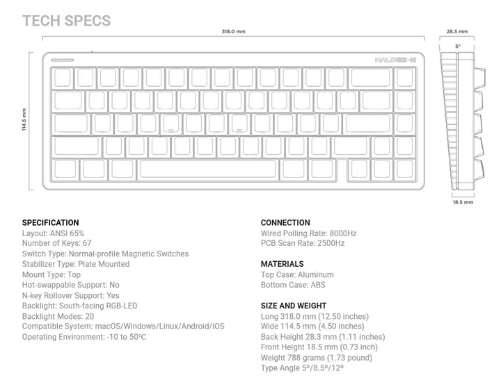 Проводная магнитная клавиатура NuPhy Halo65 HE / Magnetic Jade Pro