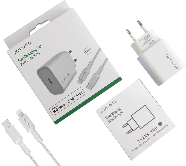 Ładowarka sieciowa 4smarts VoltPlug PD 20W USB-C to Lightning 1.5m White (4250774952784) - obraz 10