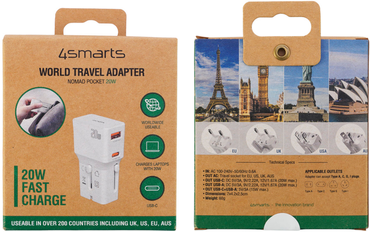 Ładowarka sieciowa 4smarts Nomad Pocket 20W USB-C White (4252011908325) - obraz 8