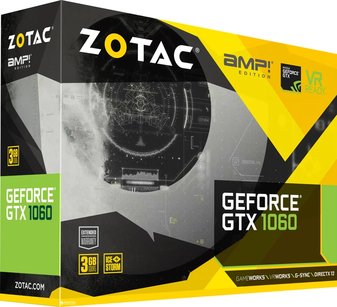 Видеокарта Zotac PCI-Ex GeForce GTX 1060 AMP Edition 3GB GDDR5
