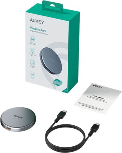 Ładowarka indukcyjna AUKEY MagLink Aura Magnetic Wireless Charger 15W Gray (LC-MC10) - obraz 6