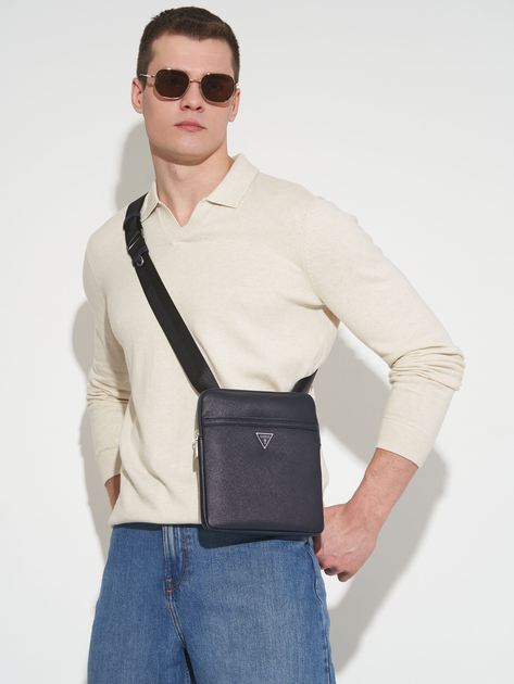Сумка планшет через плечо мужская Guess Certosa Saffiano Smart HMECSA-P3123-DBU Dark Blue (7626741086238) 