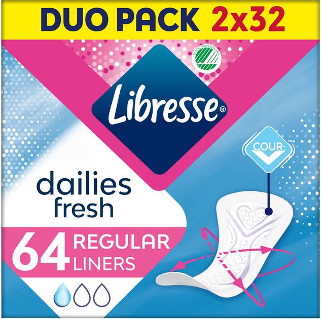 Щоденні прокладки Libresse Dailies Protect Regular Liners 64 шт (7322540082210) - зображення 1