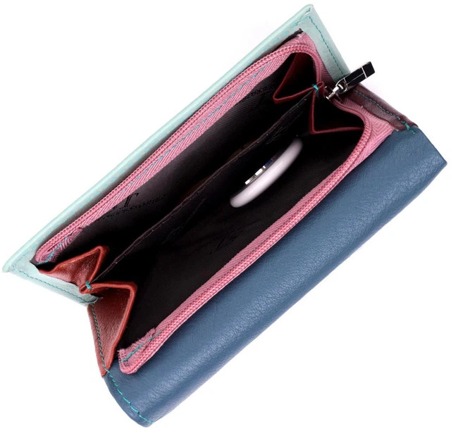 Женский кошелек ST Leather из натуральной кожи разноцветный средний тройного сложения с монетницей на магните 55872 - изображение 5
