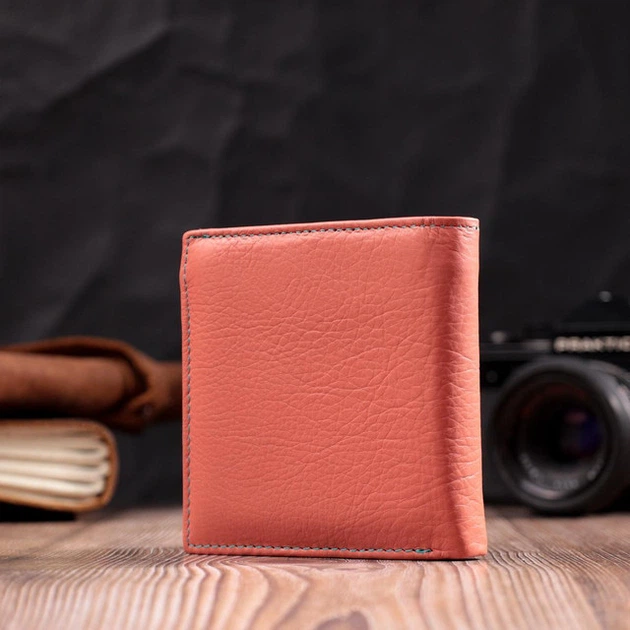 Женский кошелек ST Leather из натуральной кожи оранжевый средний двойного сложения с монетницей компактный 55877 - изображение 7