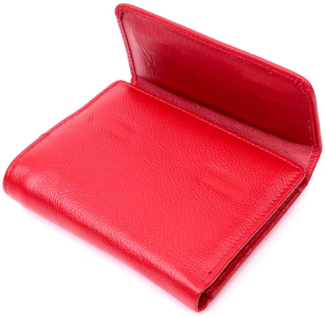 Женский кошелек ST Leather из натуральной кожи с монетницей Тройного сложения Красный 55755 - изображение 3