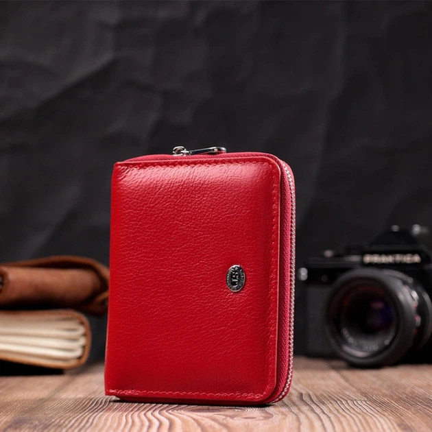 Женский кошелек ST Leather из натуральной кожи на молнии красный с монетницей 55636 - Фото 6 Женский кошелек ST Leather из натуральной кожи на молнии красный с монетницей 55636 - изображение 6