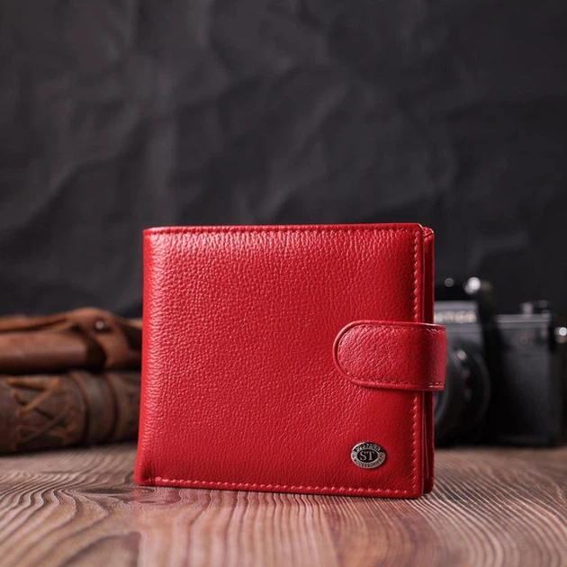Женский кошелек ST Leather из натуральной кожи красный средний 11 5х10 3 см с монетницей на кнопке 55764 - изображение 7