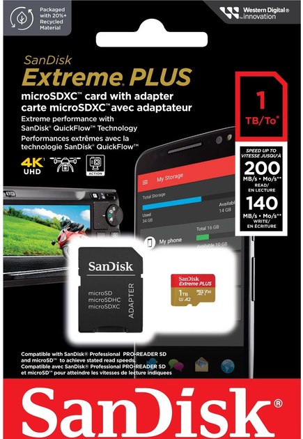 Карта пам'яті SanDisk Extreme Plus MicroSDXC V30 UHS-I 1TB (0619659209155) - зображення 5