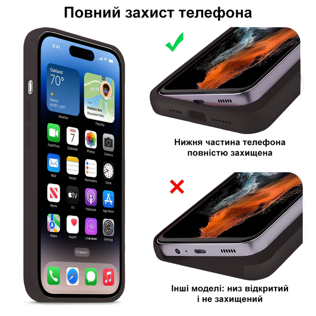 Чехол Kassel Silicone Full Case Protective для iPhone 14 Pro с микрофиброй темно-серый Cocoa - изображение 7