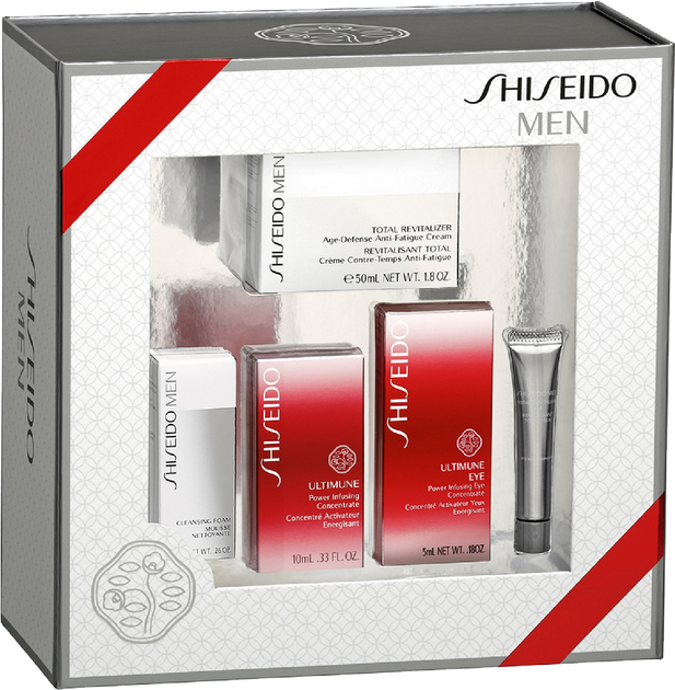 Набір для догляду за обличчям Shiseido Men Крем 50 мл + Крем для шкіри навколо очей 5 мл + Сироватка 10 мл + Сироватка для шкіри навколо очей 5 мл + Пінка 7 мл (3598380032447) - зображення 2