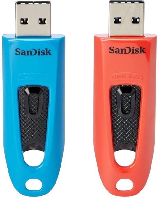 Флеш пам'ять USB SanDisk Ultra 64GB USB 3.0 2 шт. Blue/Red (0619659193508) - зображення 2