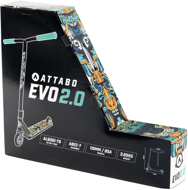 Самокат дитячий Attabo EVO 2.0 фрістайловий Чорний (5904823999730) - зображення 8