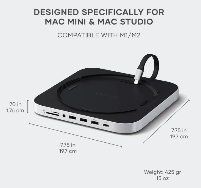 Док-станция Satechi Stand & Hub for Mac Mini M1-M2, Mac Studio M1
