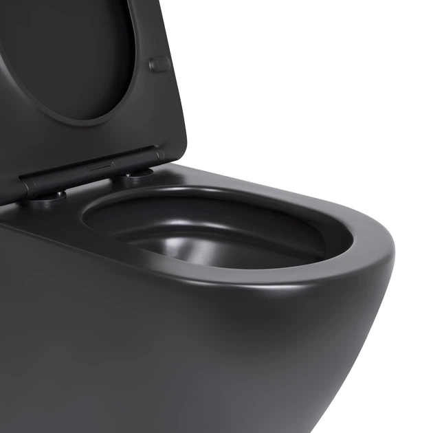 Унитаз подвесной Qtap Robin New Ultra Quiet с сиденьем с сиденьем Soft-Close MATT BLACK QT13332381АSMBSD00052574 - изображение 7