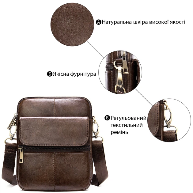 Компактная вертикальная кожаная сумка Vintage коричневого цвета через плечо для повседневного использования (bg149fash90) - Фото 4 Компактная вертикальная кожаная сумка Vintage коричневого цвета через плечо для повседневного использования (bg149fash90) - изображение 4