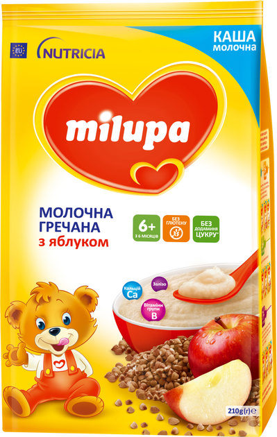Каша Milupa молочна гречана з яблуком для дітей від 6 місяців 210 г (5900852054754) - зображення 2