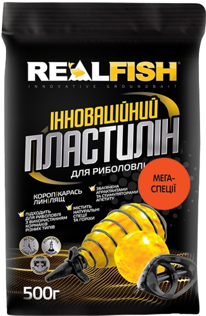 Фото - Прикормка / наживка Пластилін Real Fish Мега спеції 0.5 кг 